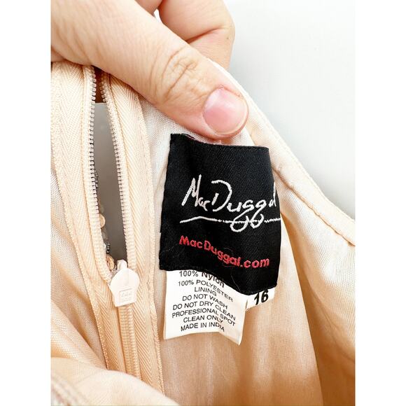 Mac Duggal 4982 Rose Gold Embellished One Sleeve Gown w/ Sequin Belt - Picture 6 of 8